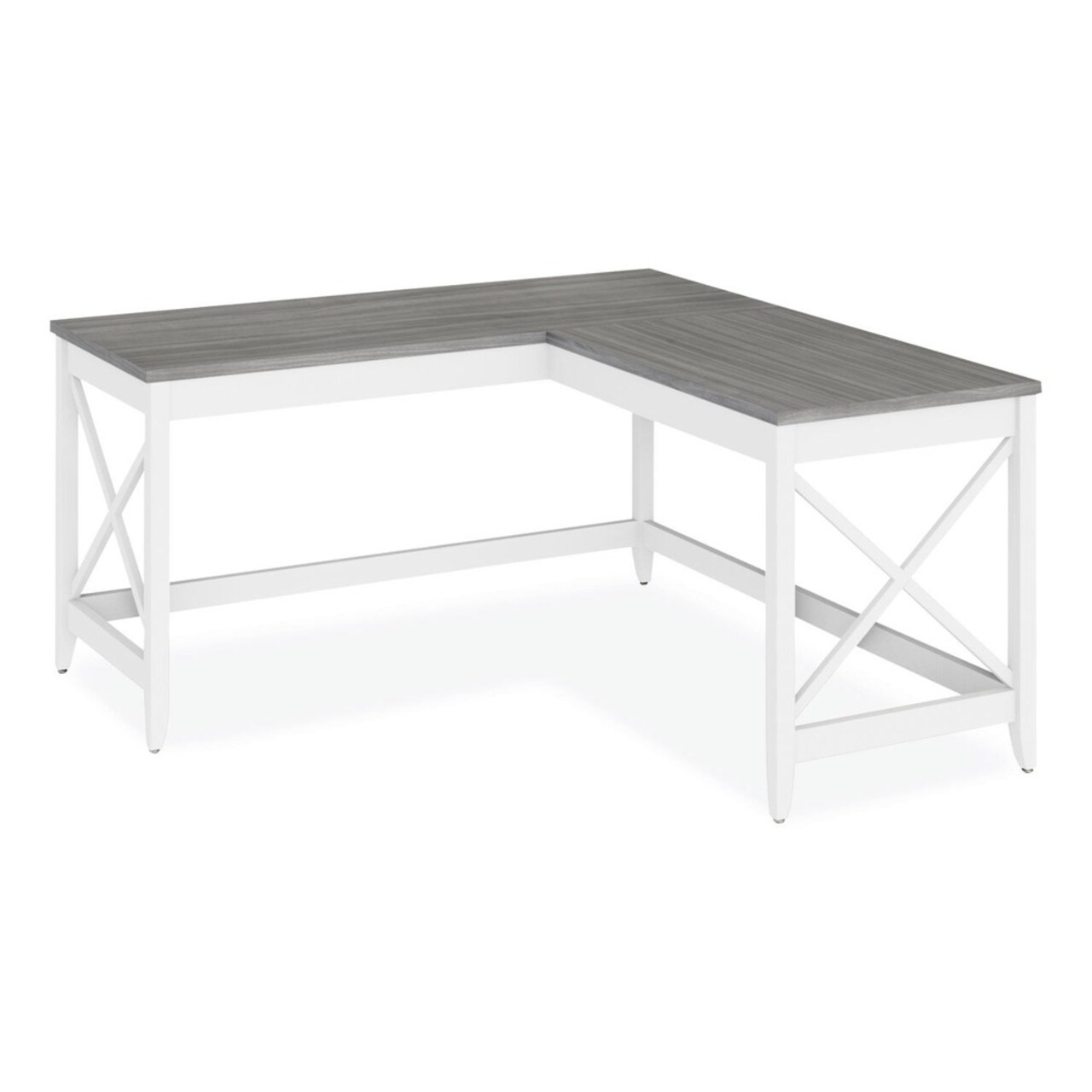 Alera 58.27 in. x 58.27 in. x 29.53 in. L-Shaped Farmhouse Desk - Gray/White